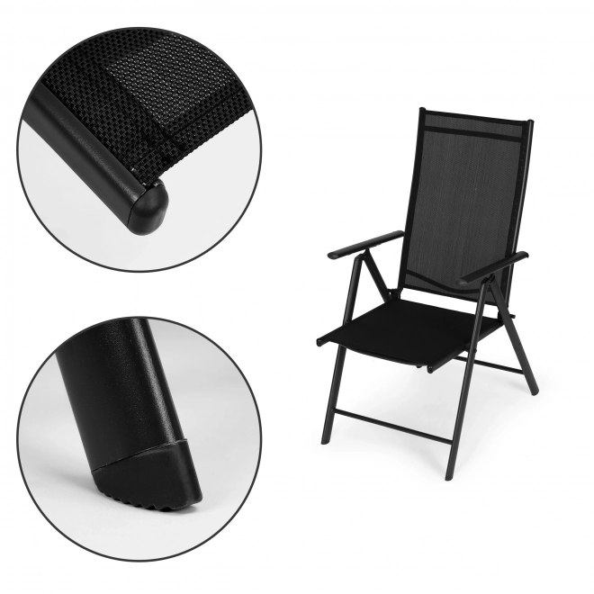 Set van 2 opvouwbare stalen tuinstoelen met verstelbare rugleuning ModernHome - zwart