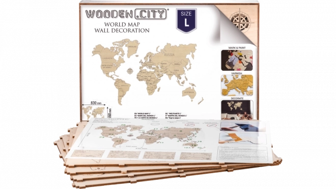 Houten wereldkaart WOODEN CITY groot