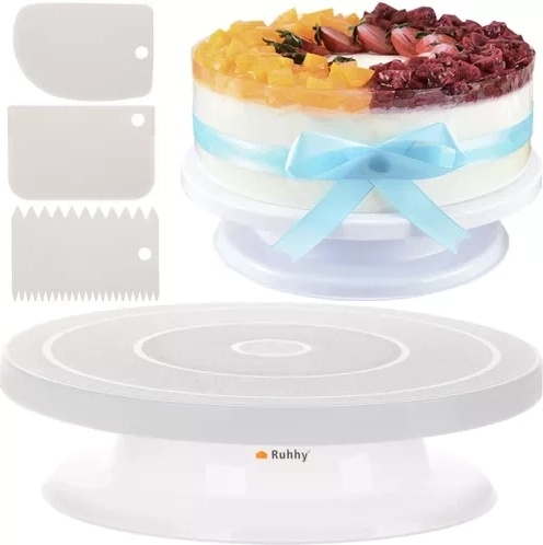 Rotating Cake Stand Ruhhy with 3 Spatulas for Decoration