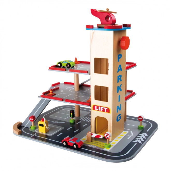 Houten parkeerplaats met lift - Small Foot