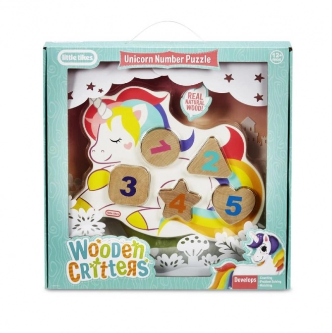 Little Tikes Houten puzzel met cijfers - Eenhoorn, Dinosaurus, Lama