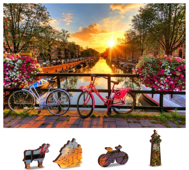 Houten puzzel fietsen in Amsterdam