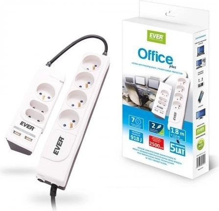 Overspanningsbeveiligde verlengdoos Office Plus 1,8 m + 1,2 m