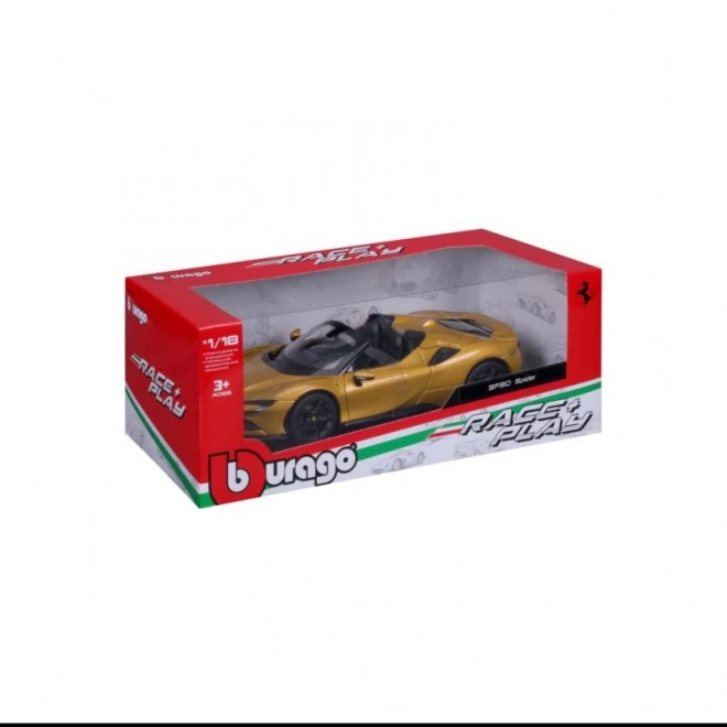 Bburago Ferrari SF90 Spider op schaal 1:18 - geel