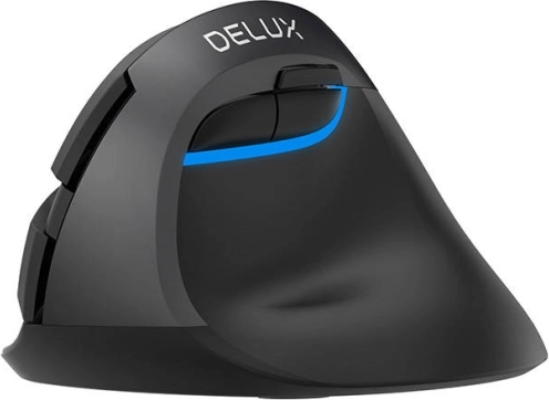 Draadloze verticale muis DELUX M618 Mini DB, Bluetooth + 2,4 GHz, 2400 DPI (zwart)