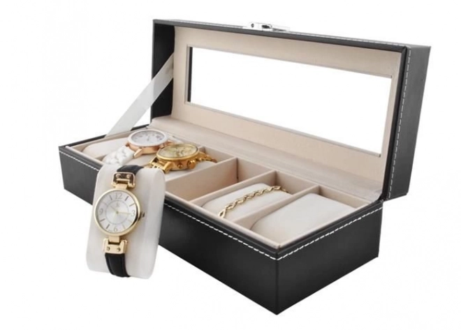 Watch And Jewelry Organizer With 6 Compartments