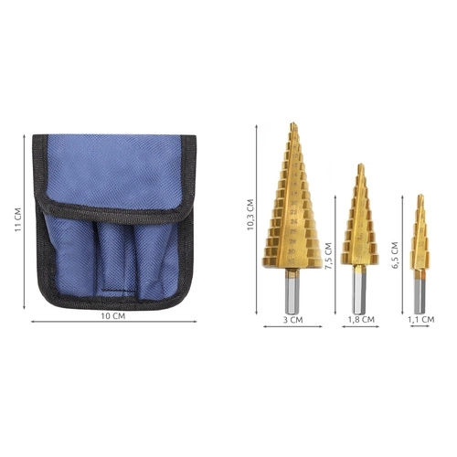 Kegelboor voor plaat - 3 stuks