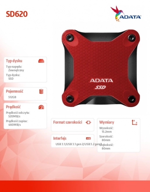 External SSD Drive ADATA SD620 512GB