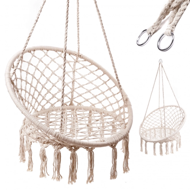 Stork Nest Swing Chair with Backrest Ecru