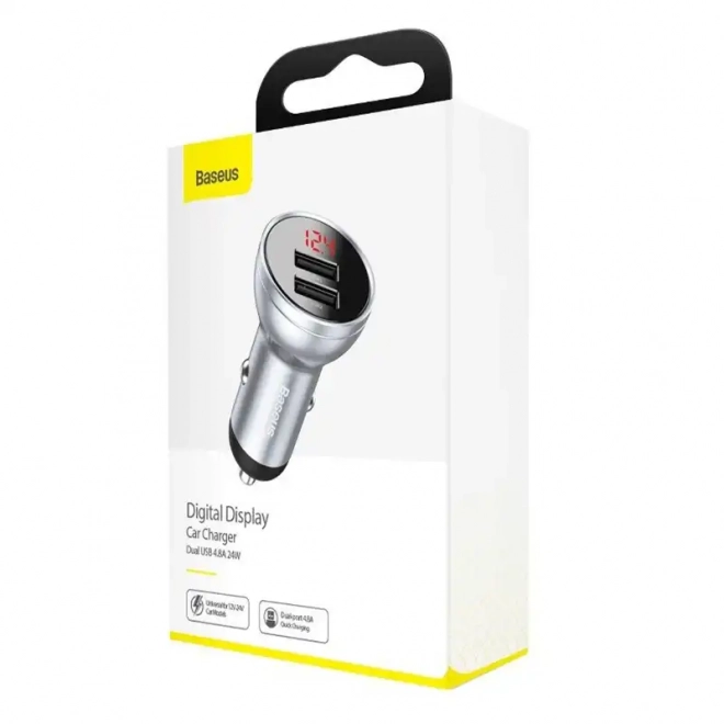 Baseus car charger with 2 USB ports and LED display