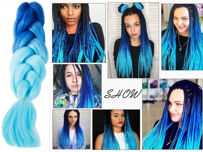Synthetisch haar voor ombre blauwe vlechten