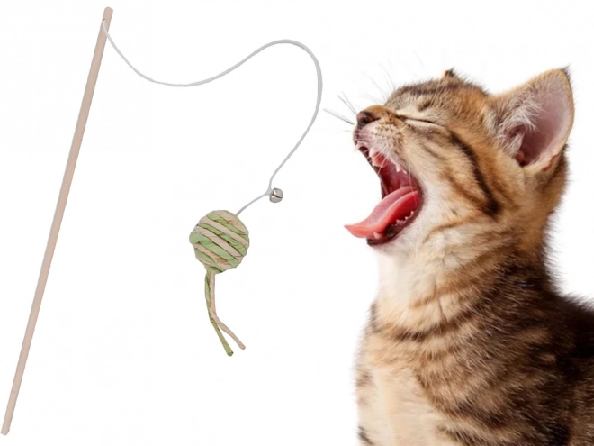 Katzenspielzeug Angel mit Ball und Rassel