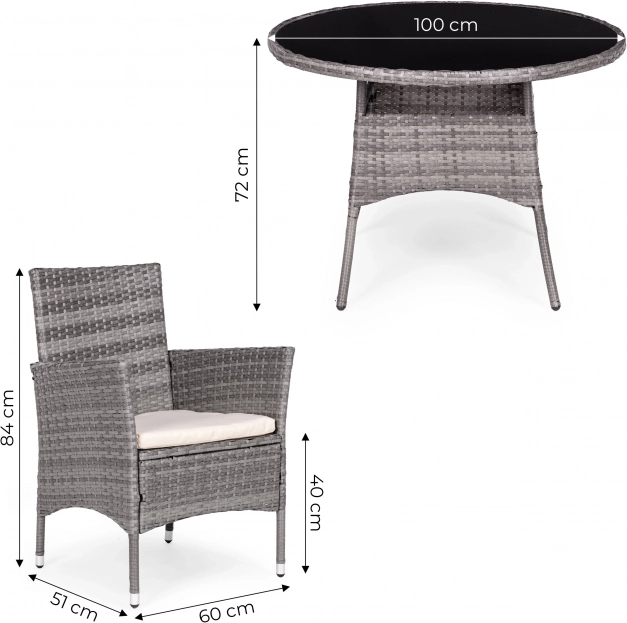 Tuimeubelen van polyrotan - 4 stoelen + ronde tafel MultiGarden