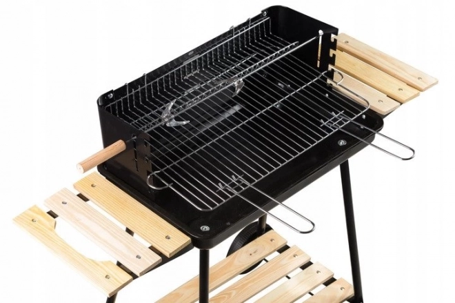 Gril de jardin au charbon de bois avec étagères ajustables et 2 grilles portatives