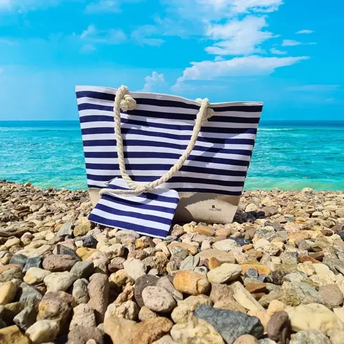 Large nautical style beach and picnic bag