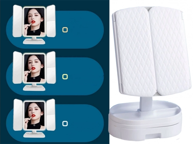 Opvouwbare cosmetische LED spiegel met verlichting en vergroting