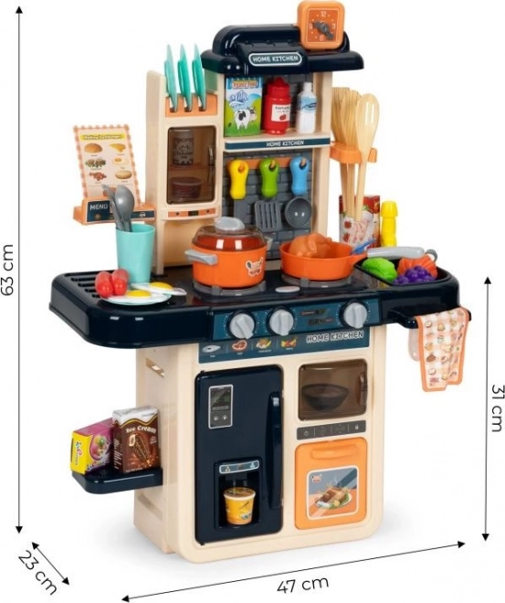 Kinderkeuken met LED stoomgenerator 42 accessoires marineblauw