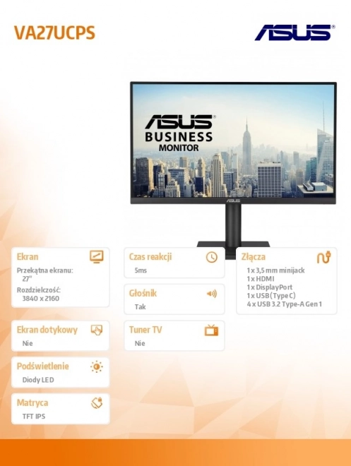 Moniteur ASUS 27 VA27UCPS 4K UHD