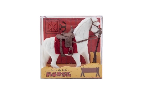 Paard met zadel 18cm 3 kleuren in doos 16x16,5x5,5cm