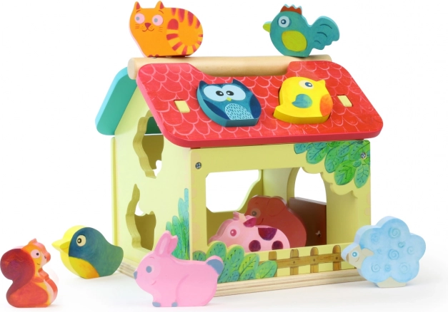 Vilac wooden farm with animals – shape-sorting house