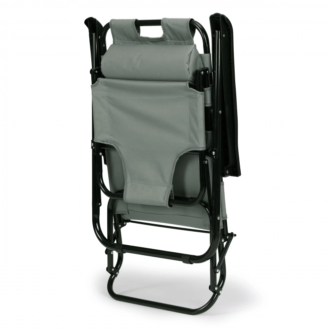 Outdoor Foldable Garden Chair with Headrest Gray
