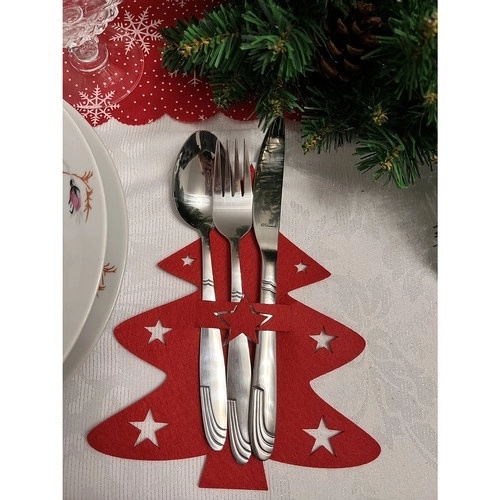 Kerstaccessoires voor bestek - boompjes Ruhhy, 12 stuks