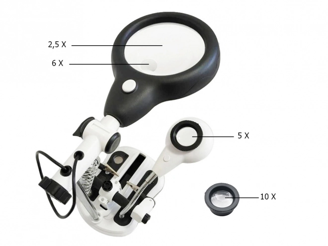 Soldeerset met derde hand en loep met LED-verlichting