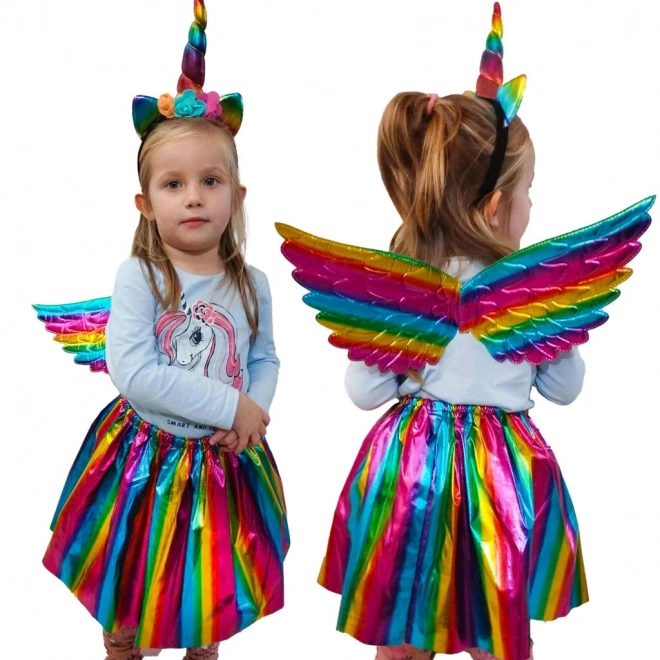 Eenhoorn kostuum met een regenboogrok en haarband