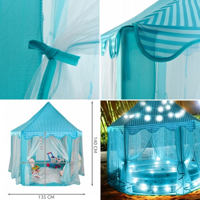 Tente pour enfants hexagonale pour maison/jardin - bleu