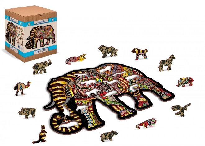 Wooden City Houten puzzel Magische olifant 150 stukjes EKO