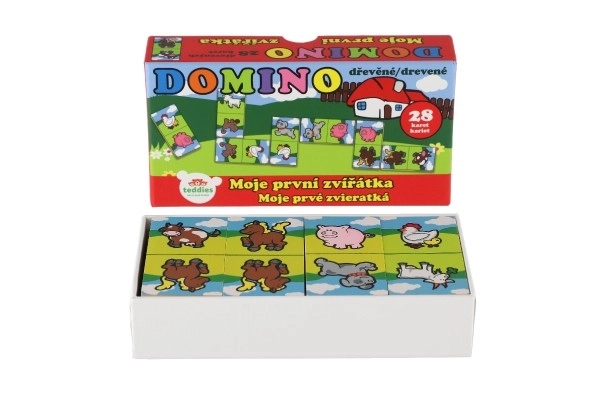 Domino Mijn eerste dieren houten gezelschapsspel 28st in doosje 17x9x3,5cm MPZ