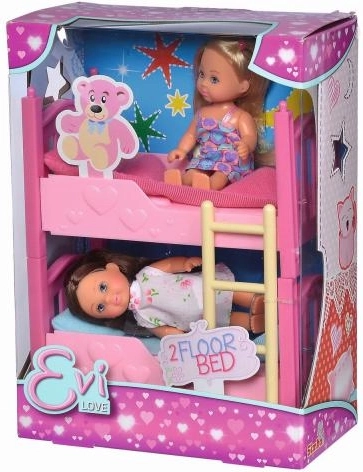 Roze stapelbed met ladder