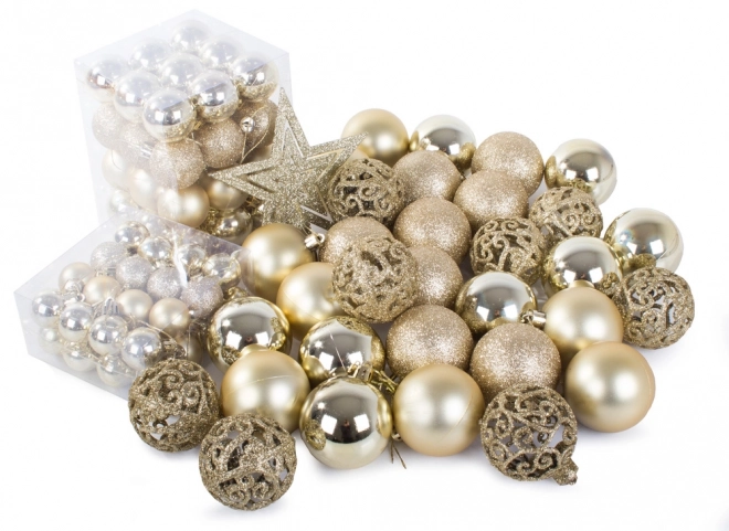 Set van 100 kerstversieringen met gouden sterren
