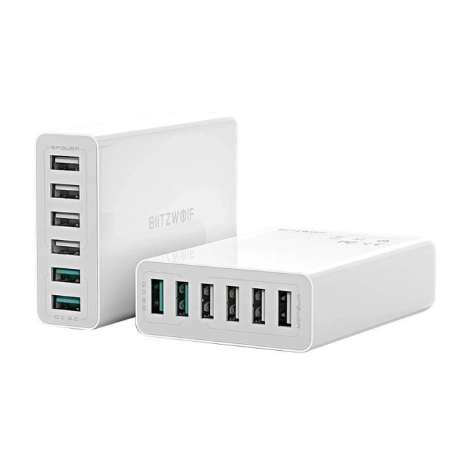 USB-oplader 6 poorten BlitzWolf QC 3.0, 60W wit