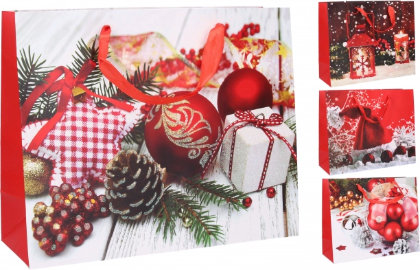 Sac cadeau en papier M Noël 26 × 32 × 10 cm