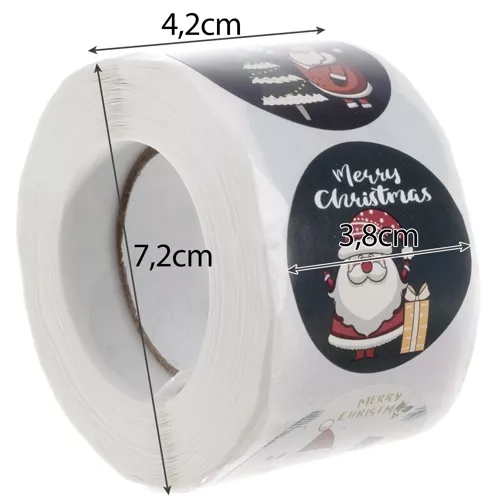 Kerststickers - rol 500 stuks. Ruhhy 22328