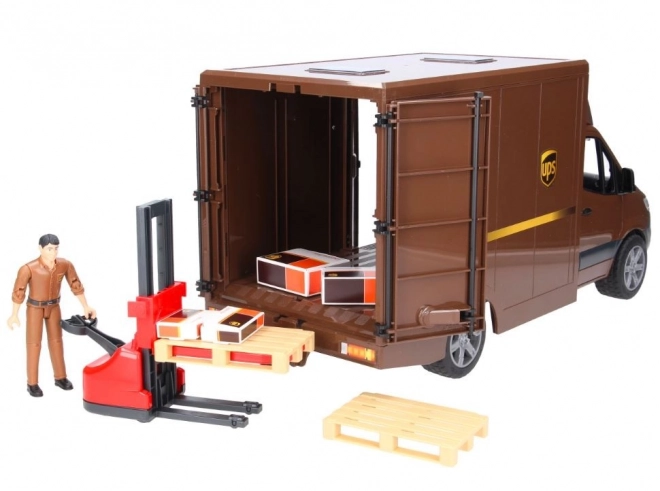 UPS Bruder MB Sprinter bestelwagen met figuur en accessoires
