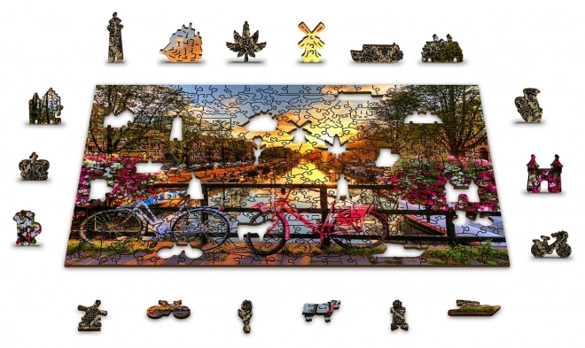 Houten puzzel Fietsen in Amsterdam 2v1
