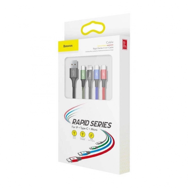 Baseus Snelle USB kabel 4in1 2xUSB-C / Lightning / Micro 3,5A 1,2m - zwart