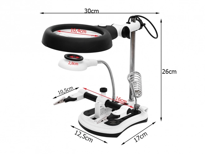 Soldeerset met derde hand en loep met LED-verlichting