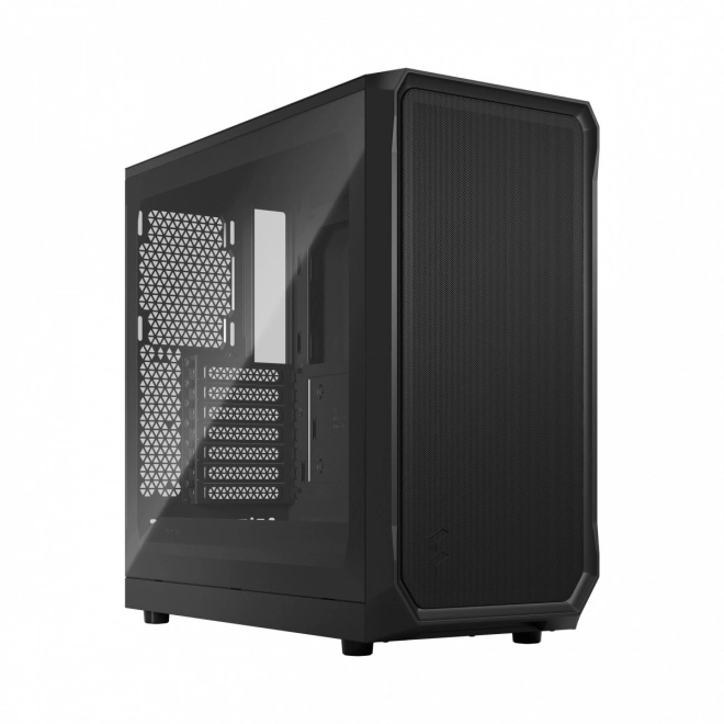 Black computer case with transparent side panel