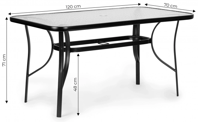 Tuin glazen tafel met parasolgat