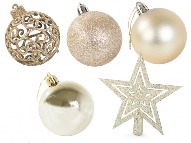 Set van 100 kerstversieringen met gouden sterren