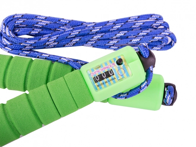 Green jump rope with digital counter for fitness