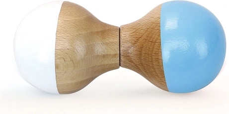 Wooden rattle white-blue