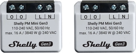 Shelly PM Mini Gen3 – lot de 2 compteurs de consommation, Wi‑Fi/Bluetooth