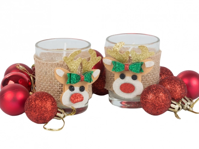 Duftkerzen im Glas mit Rentier-Motiv, Set 2 Stk.