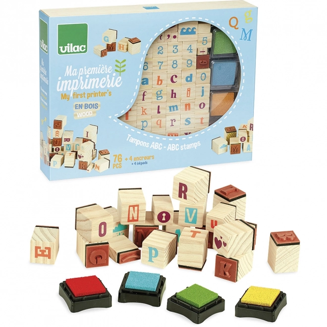 Vilac Houten Stempels Alfabet 76 stuks