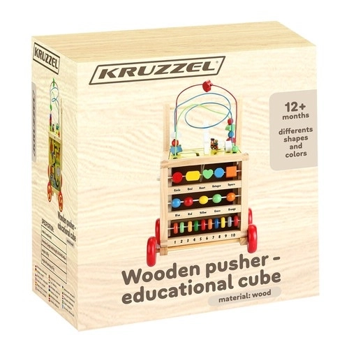 Wooden Push Walker and Educational Cube for Kids