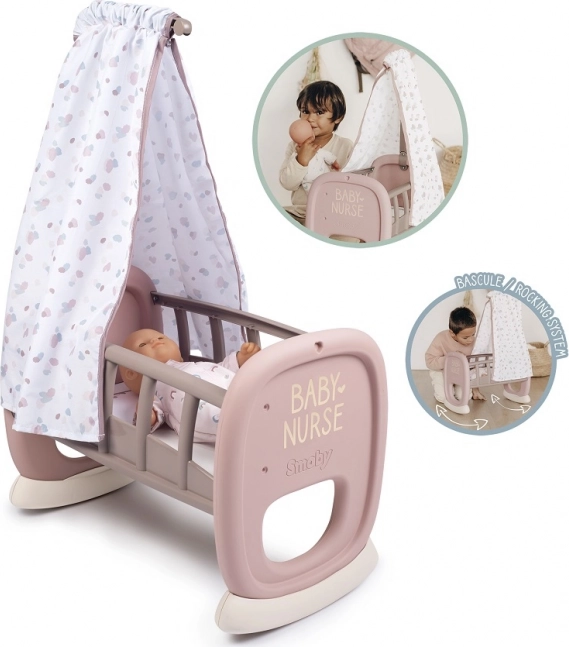 Smoby Baby Nurse cradle with canopy for dolls